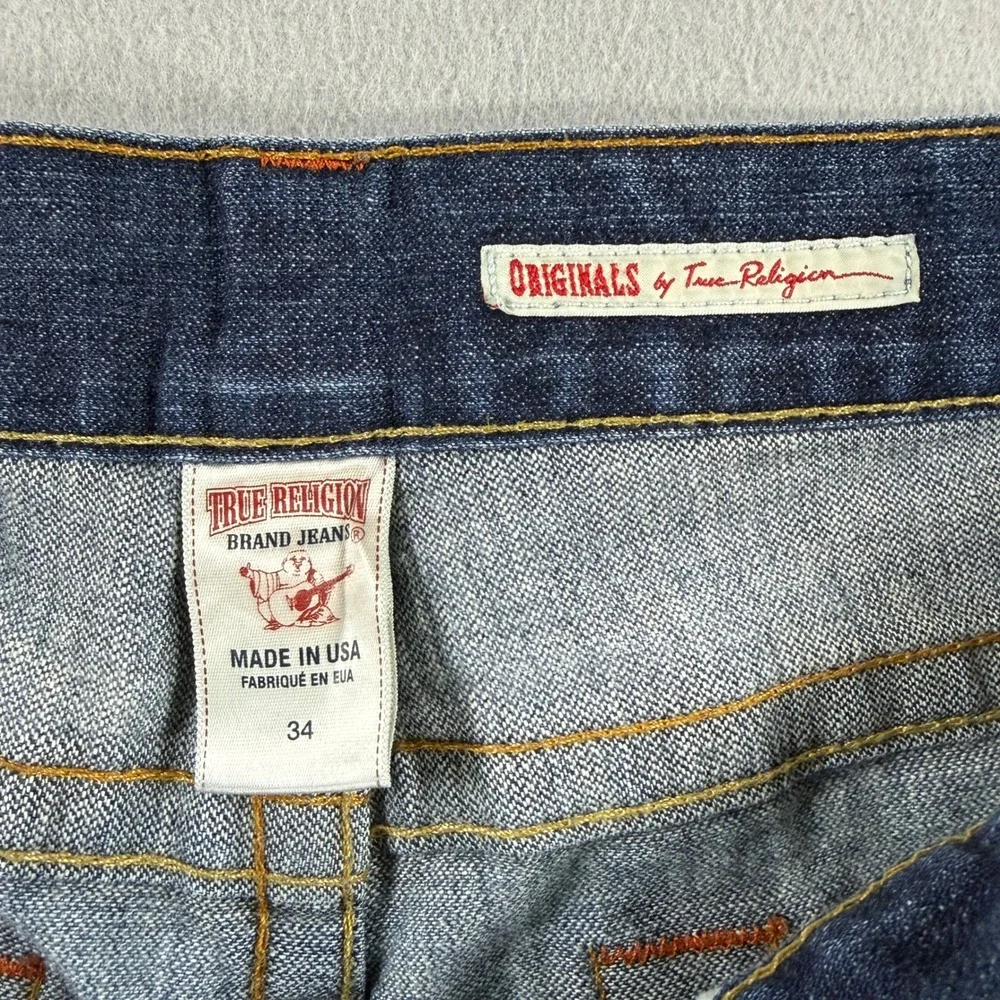Vintage True Religion Geno Jean Men 34 Medium Wash Selvedge Denim Button Fly USA